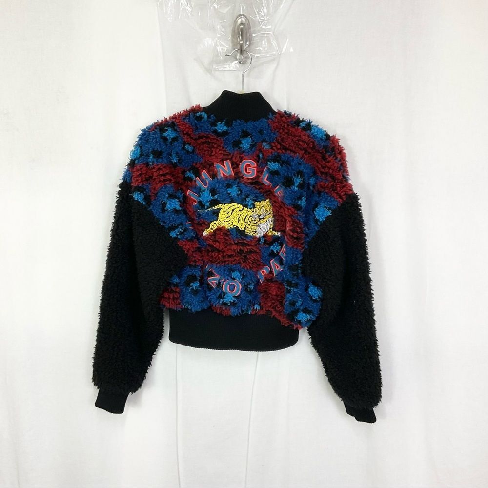 Kenzo X H&M Bloggers Favorite! Jungle Embroidered Teddy Bomber Jacket Coat 4 - Picture 7 of 15